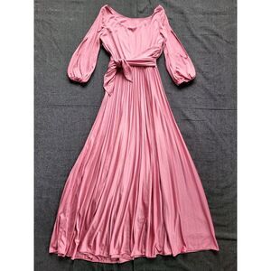 Vintage‎ 70's Greek Goddess Dress Rose Pink Evening Gown Retro Size S/M